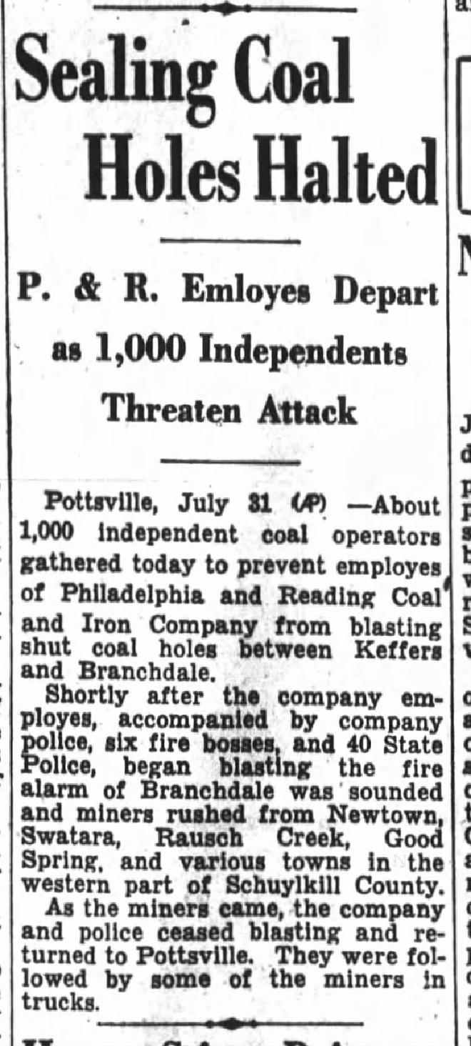 Sealing Coal Holes Halted: P&amp;R Employees Depart as 1,000 Independent Threaten Attack